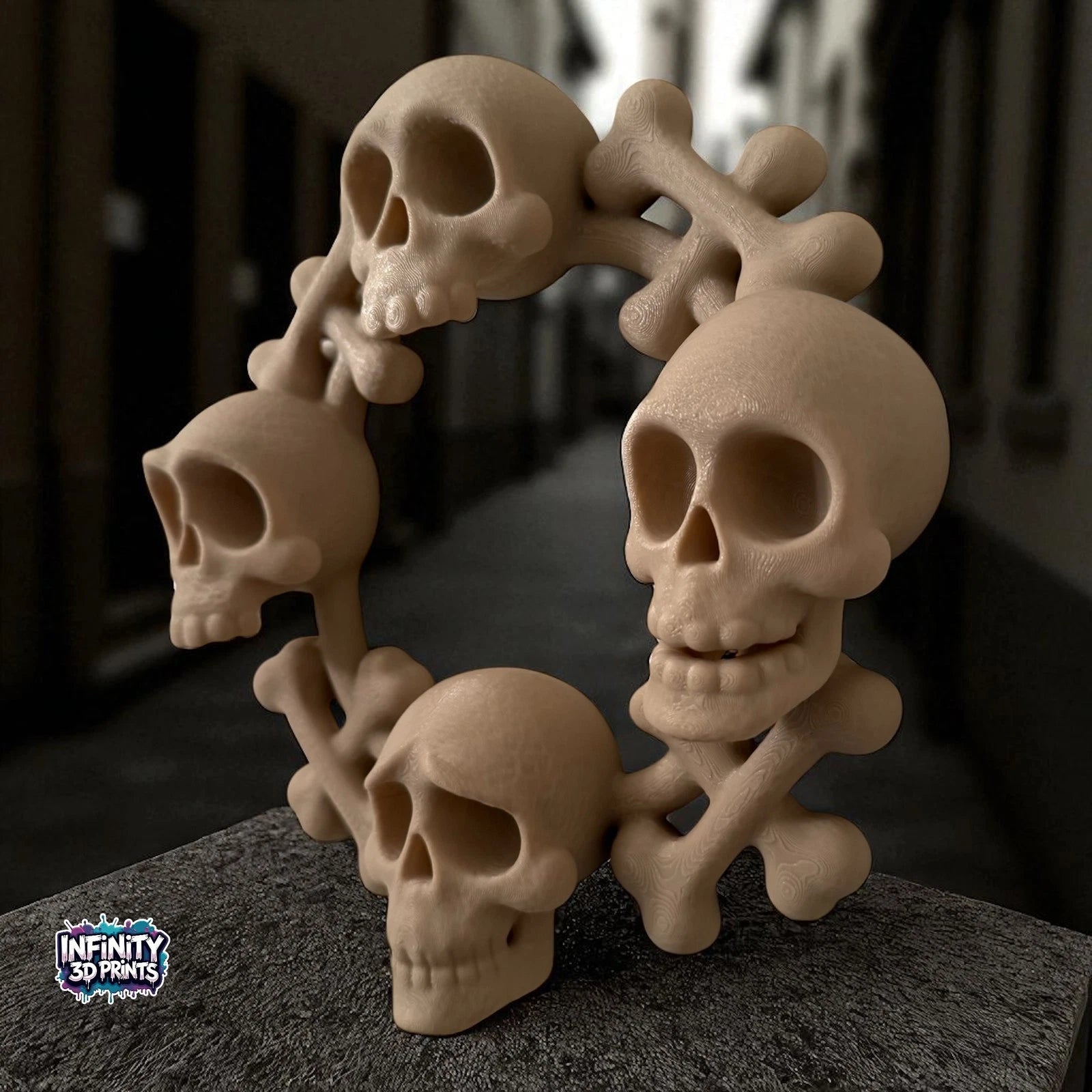 Halloween Skull Wreath – Spooky Skull & Bones Door Wreath – Gothic Haunted House Décor – Scary Skeleton Decoration