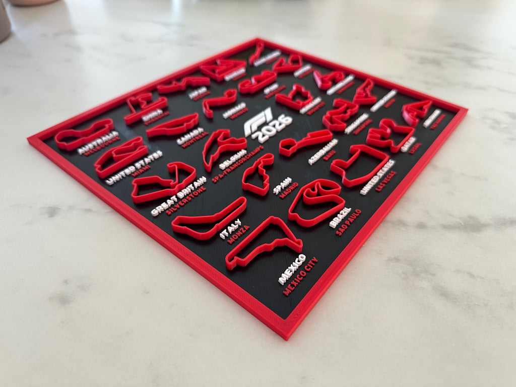F1 2026 Race Calendar | 3D Track Map Wall Art & Desk Display