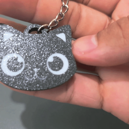 Cat Keychain Keyring - 3D Printed - Made In The UK
