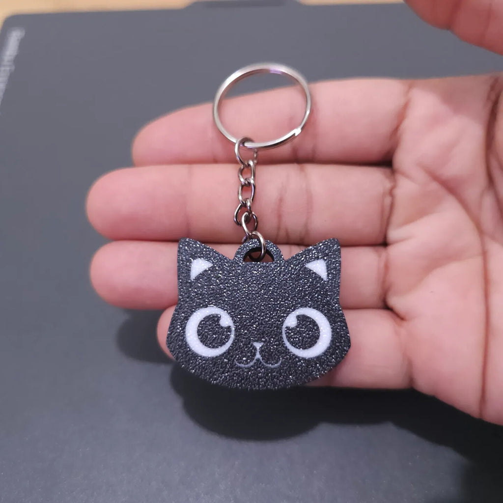 Cat Keychain Keyring - 3D Printed - Made In The UK