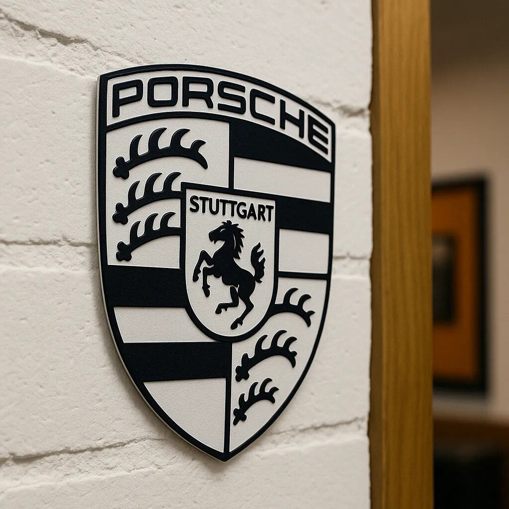 Porsche Logo Emblem Sign - 3D Printed - Made In The UK - Classic Porsche Sign
