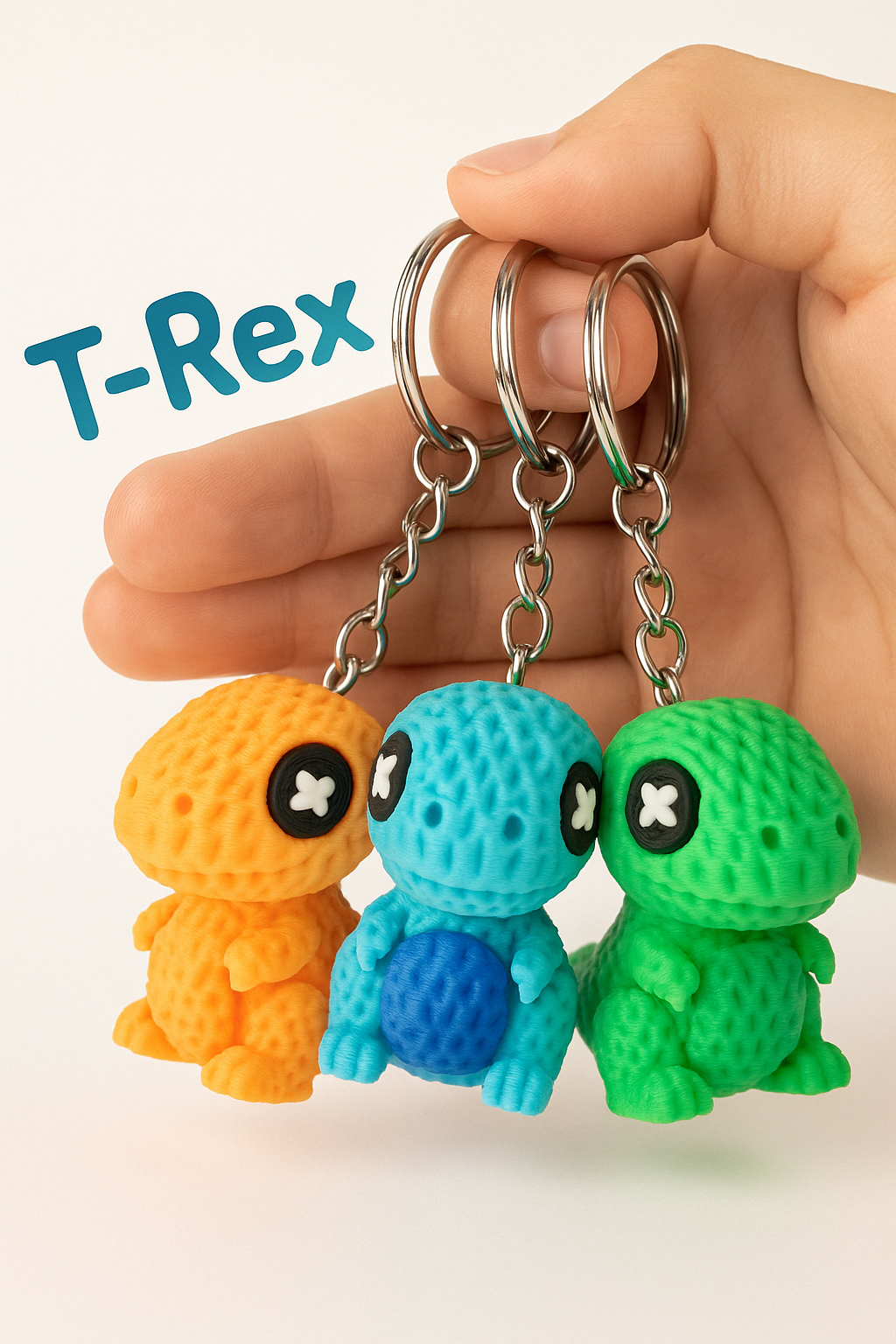 Mini Knitted T-Rex Keychain - 3D Printed In The UK