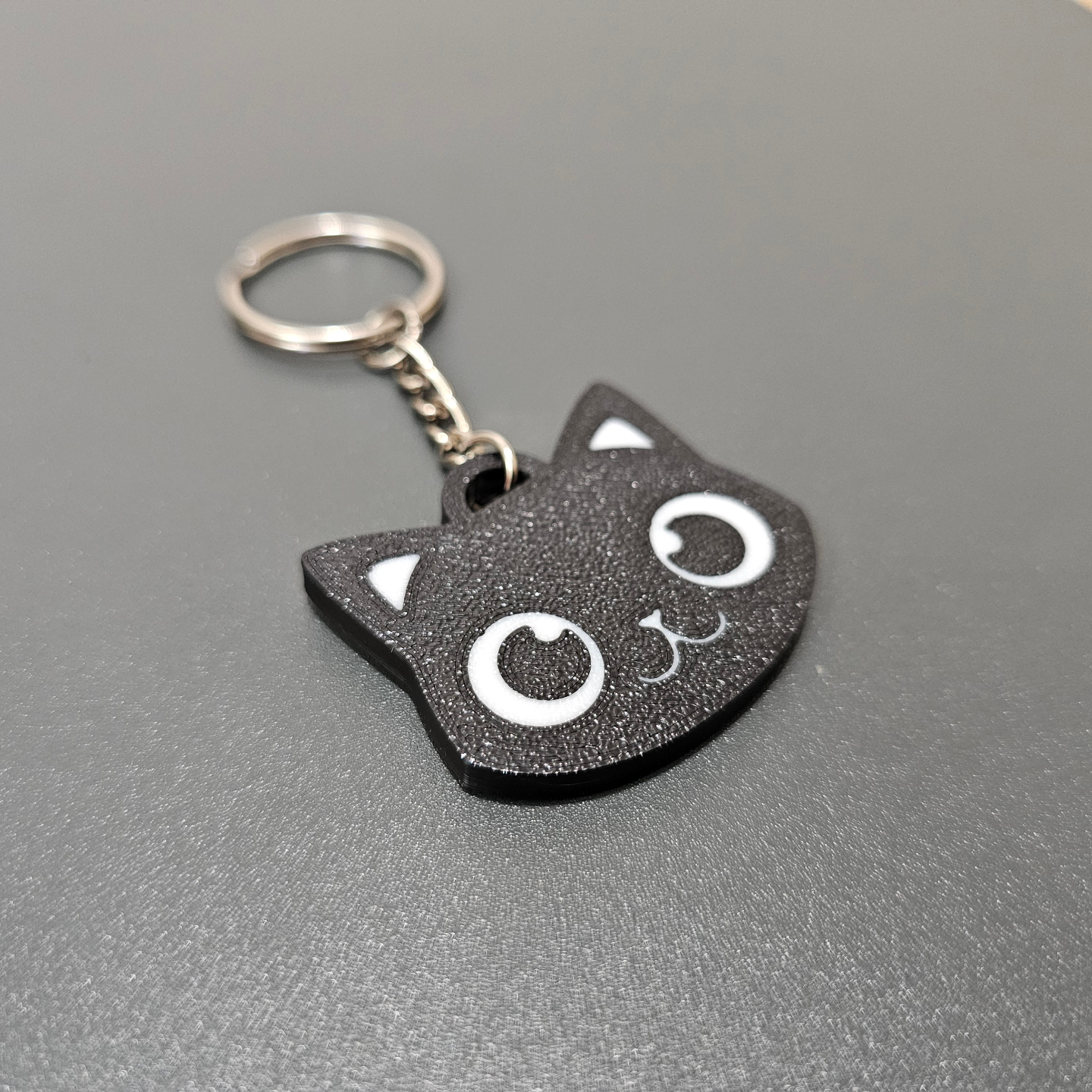 Cat Keychain Keyring - 3D Printed - Made In The UK