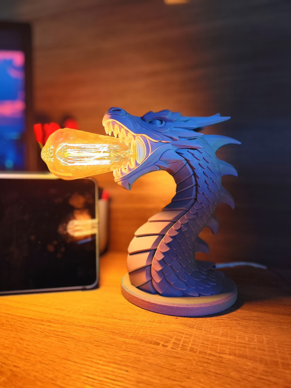 Dragon’s Breath Lamp & Statue – Fire Breathing Fantasy Dragon Light or Gothic De