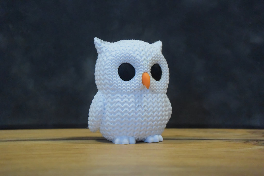 White Owl Knitted Like Texture 3D Printed - Made In The UK
