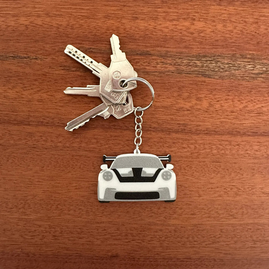 Porsche 911 Model Car Keyring Keychain Front and Back Porsche Keychain