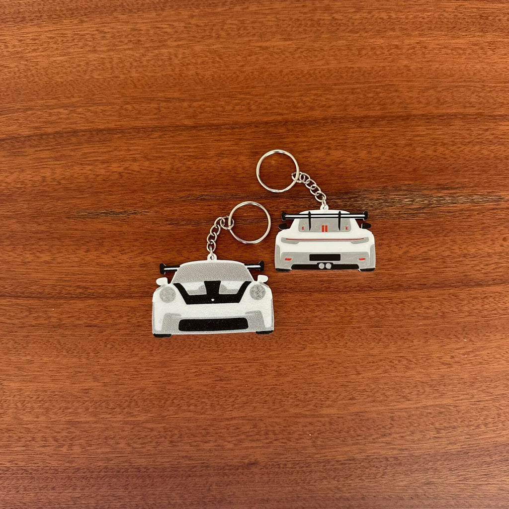 Porsche 911 Model Car Keyring Keychain Front and Back Porsche Keychain