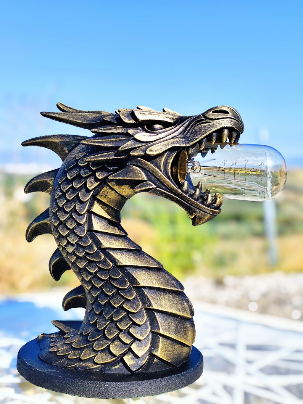 Dragon’s Breath Lamp & Statue – Fire Breathing Fantasy Dragon Light or Gothic De
