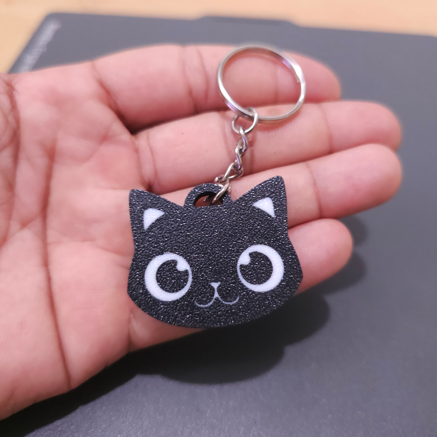Cat Keychain Keyring - 3D Printed - Made In The UK