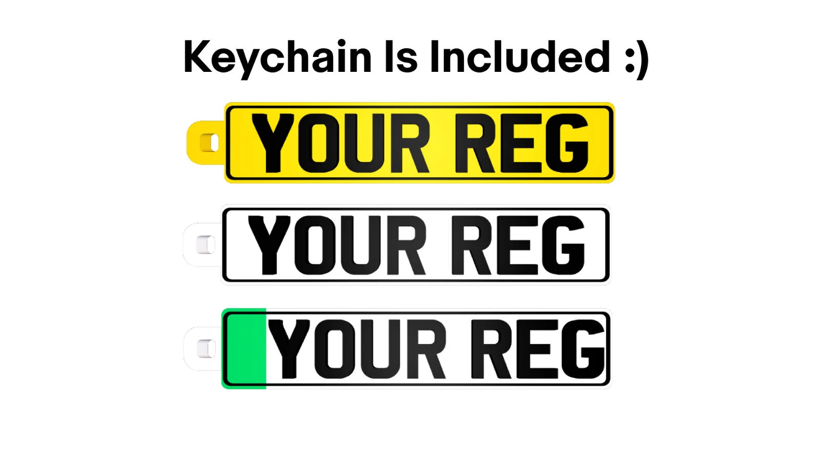 Custom UK Number Plate Keychain – Add Your Reg or Text – 3D Printed UK Made + EV