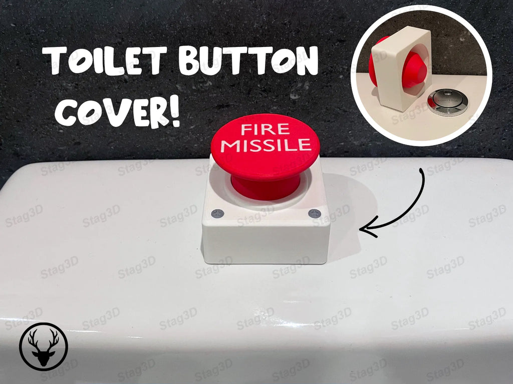 Fire Missile Toilet Button Cover - 3D Printed - Made In The UK