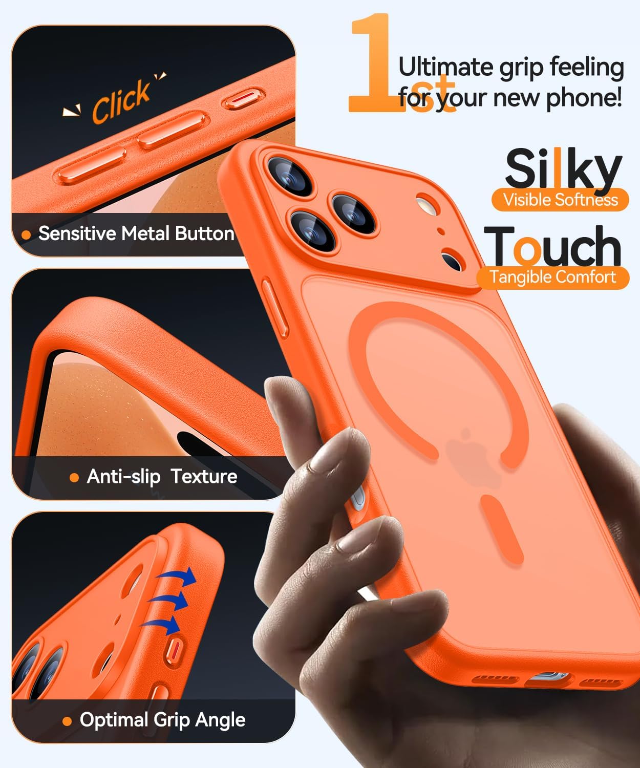 iPhone 17 Pro Max Phone Case 6.9 Inch with Magsafe Compatibility - [Translucent Matte] Shockproof Protective Phone Case, Orange