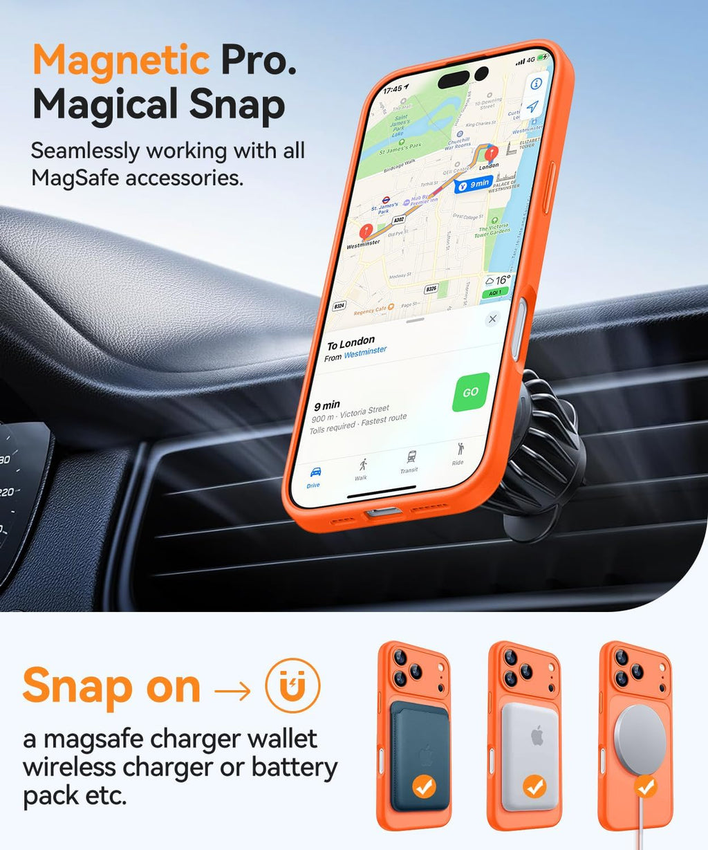iPhone 17 Pro Max Phone Case 6.9 Inch with Magsafe Compatibility - [Translucent Matte] Shockproof Protective Phone Case, Orange