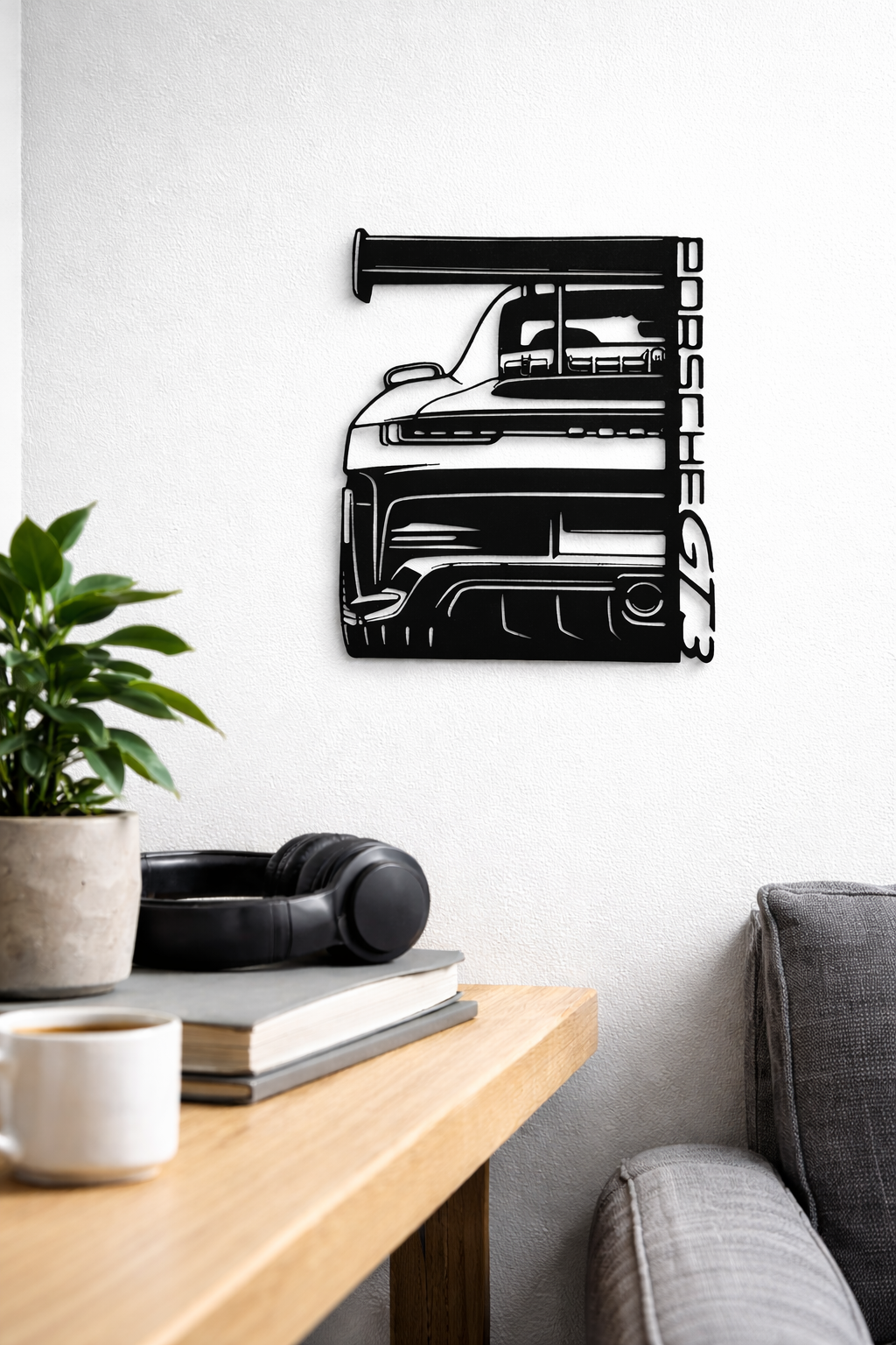 Porsche 911 GT3 Wall Art | Sports Car Decor | Black Modern Garage Decoration