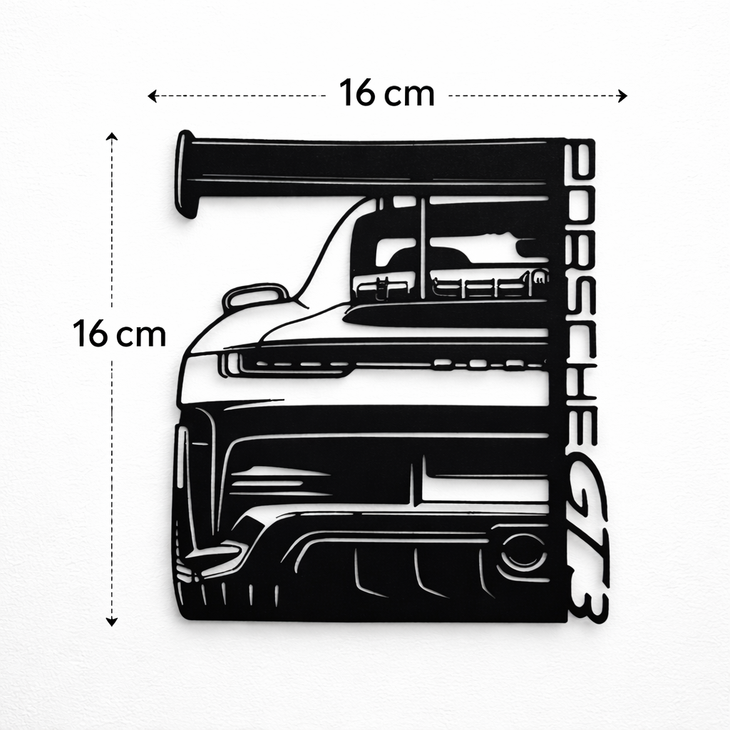 Porsche 911 GT3 Wall Art | Sports Car Decor | Black Modern Garage Decoration