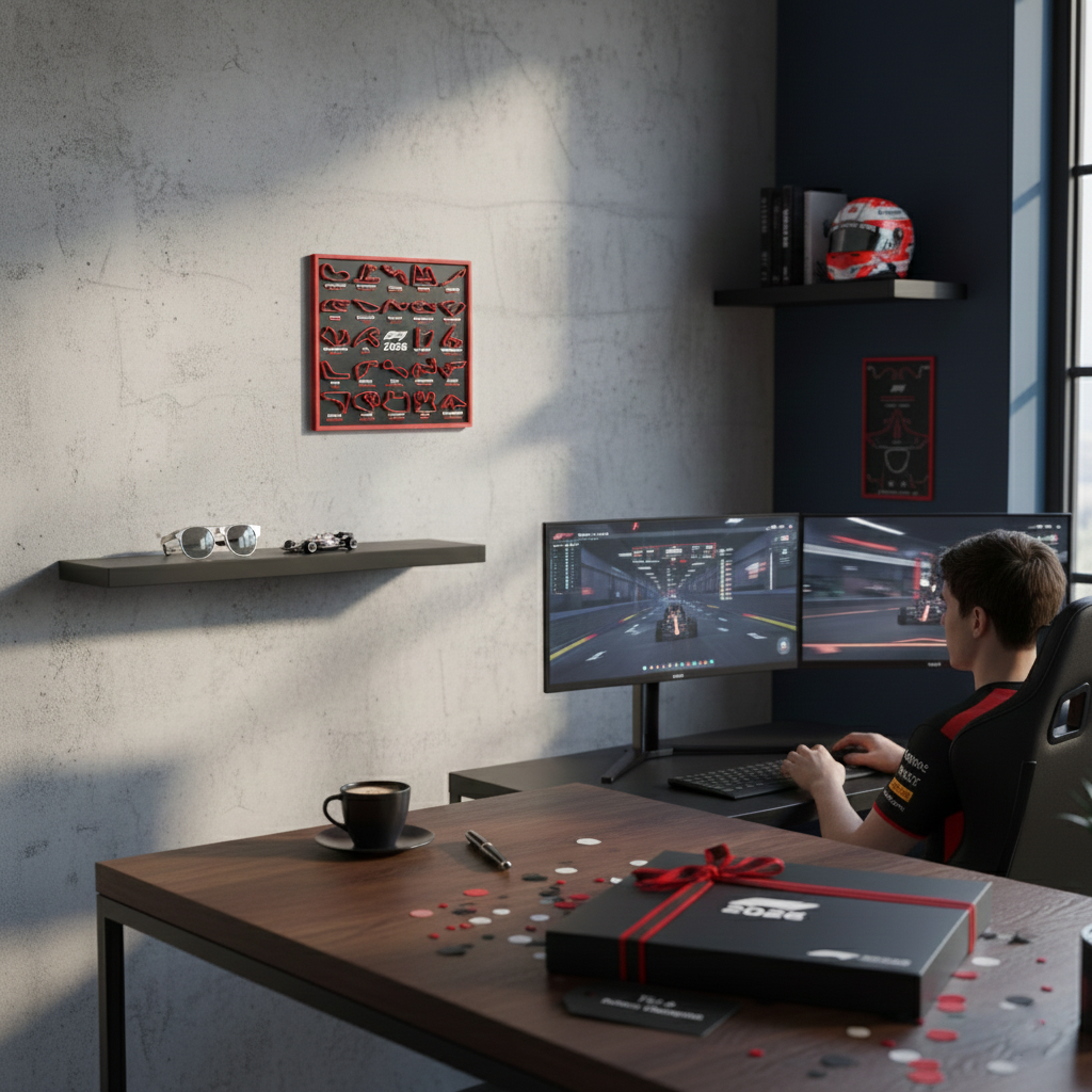 F1 2026 Race Calendar | 3D Track Map Wall Art & Desk Display