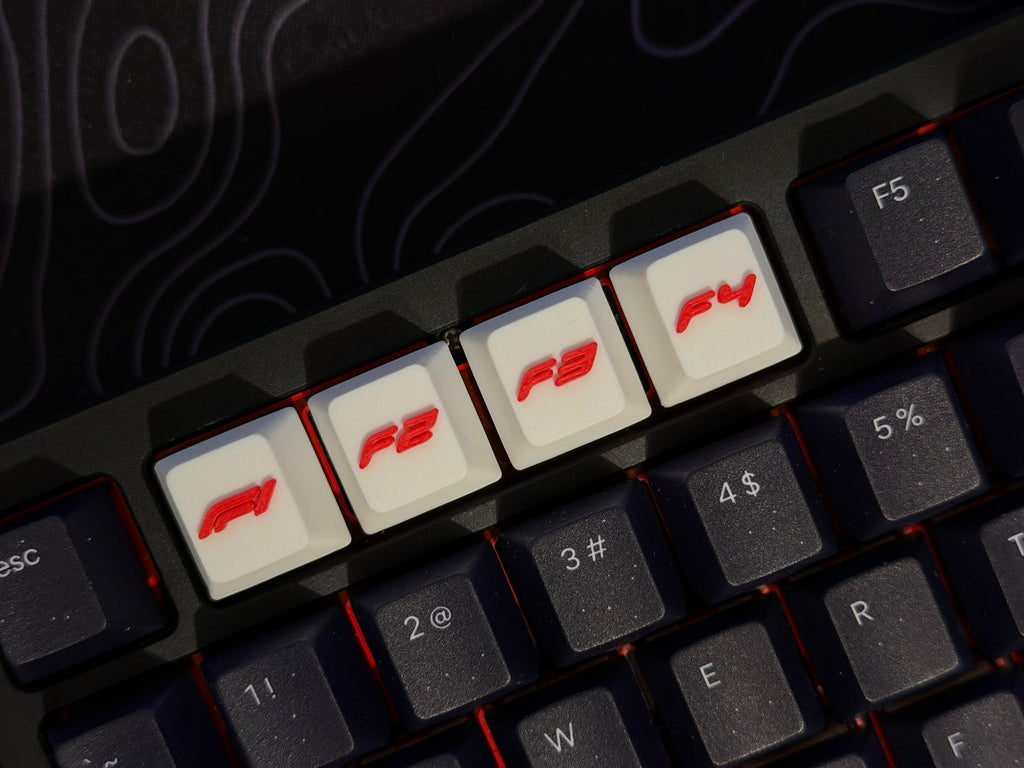 Keyboard Keycaps Formula 1 f1 f2 f3 f4 keys - Made In The UK - Pack of 4 keycaps - Universally compatible