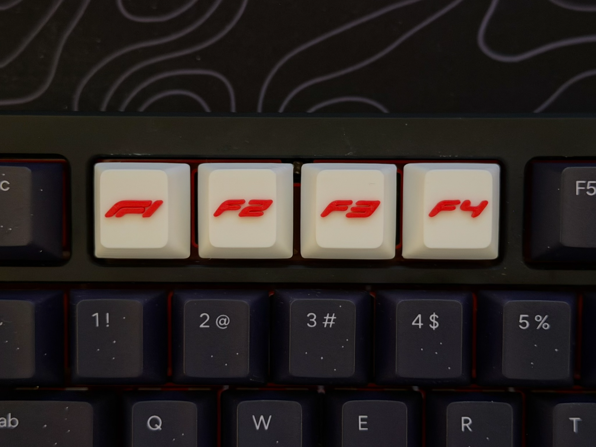 Keyboard Keycaps Formula 1 f1 f2 f3 f4 keys - Made In The UK - Pack of 4 keycaps - Universally compatible