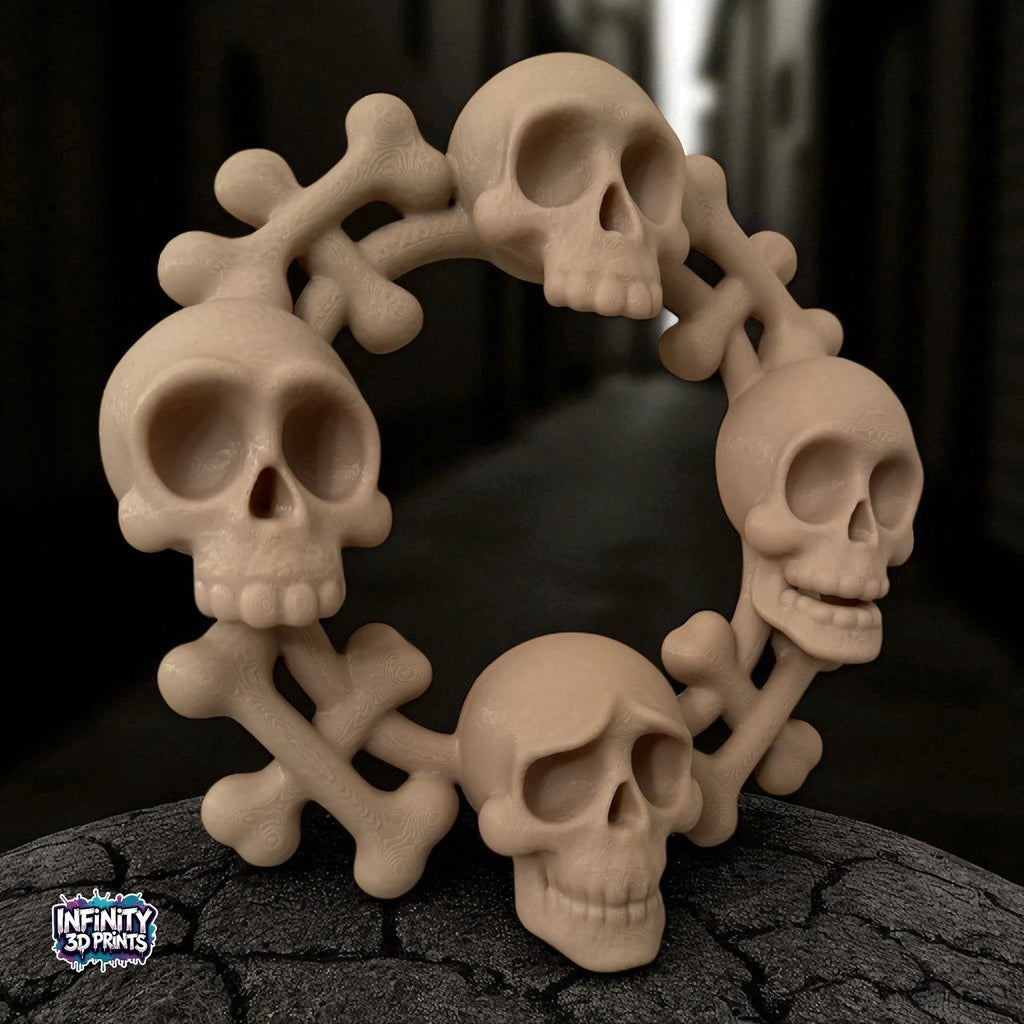 Halloween Skull Wreath – Spooky Skull & Bones Door Wreath – Gothic Haunted House Décor – Scary Skeleton Decoration