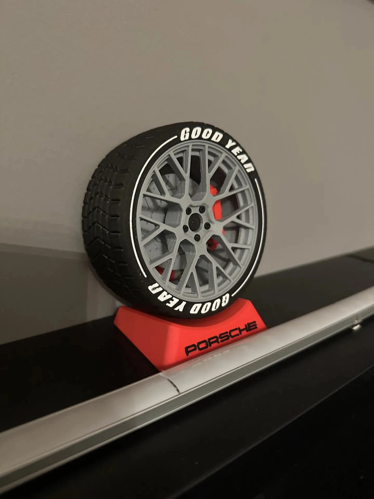 Porsche Wheel Desktop Ornament – Car Enthusiast Gift – Motorsport Desk Decor – UK Made