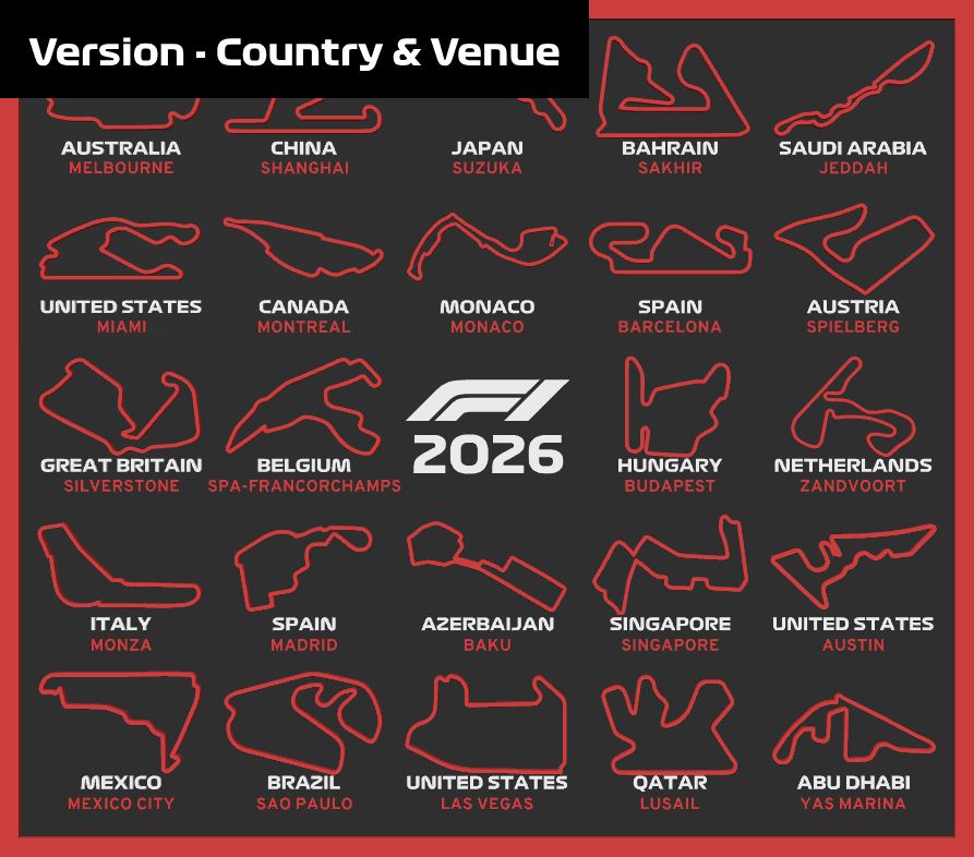 F1 2026 Race Calendar | 3D Track Map Wall Art & Desk Display